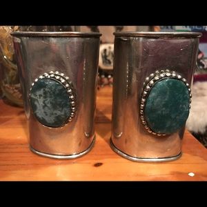 Silver cuffs with moss agate stone